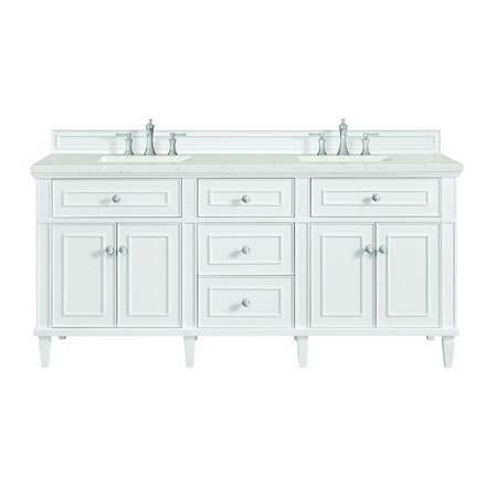 James Martin Vanities 72'' Double Vanity, Bright White w/ 3 CM Lime Delight Quartz Top 424-V72-BW-3LDL